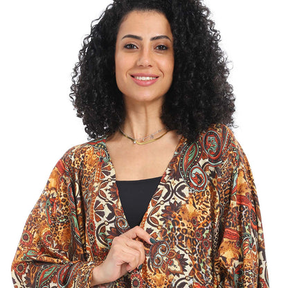 Patterned Long Kimono - كيمونو طويل منقوش