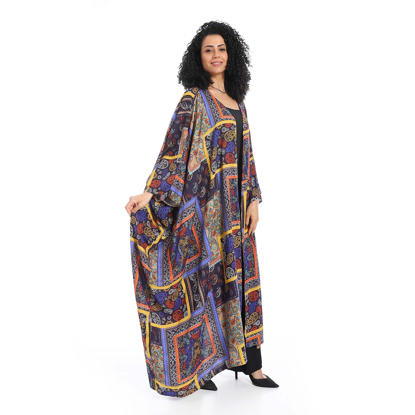 Patterned Long Kimono - كيمونو طويل منقوش