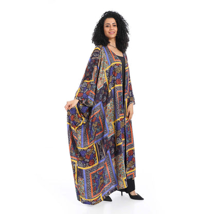 Patterned Long Kimono - كيمونو طويل منقوش