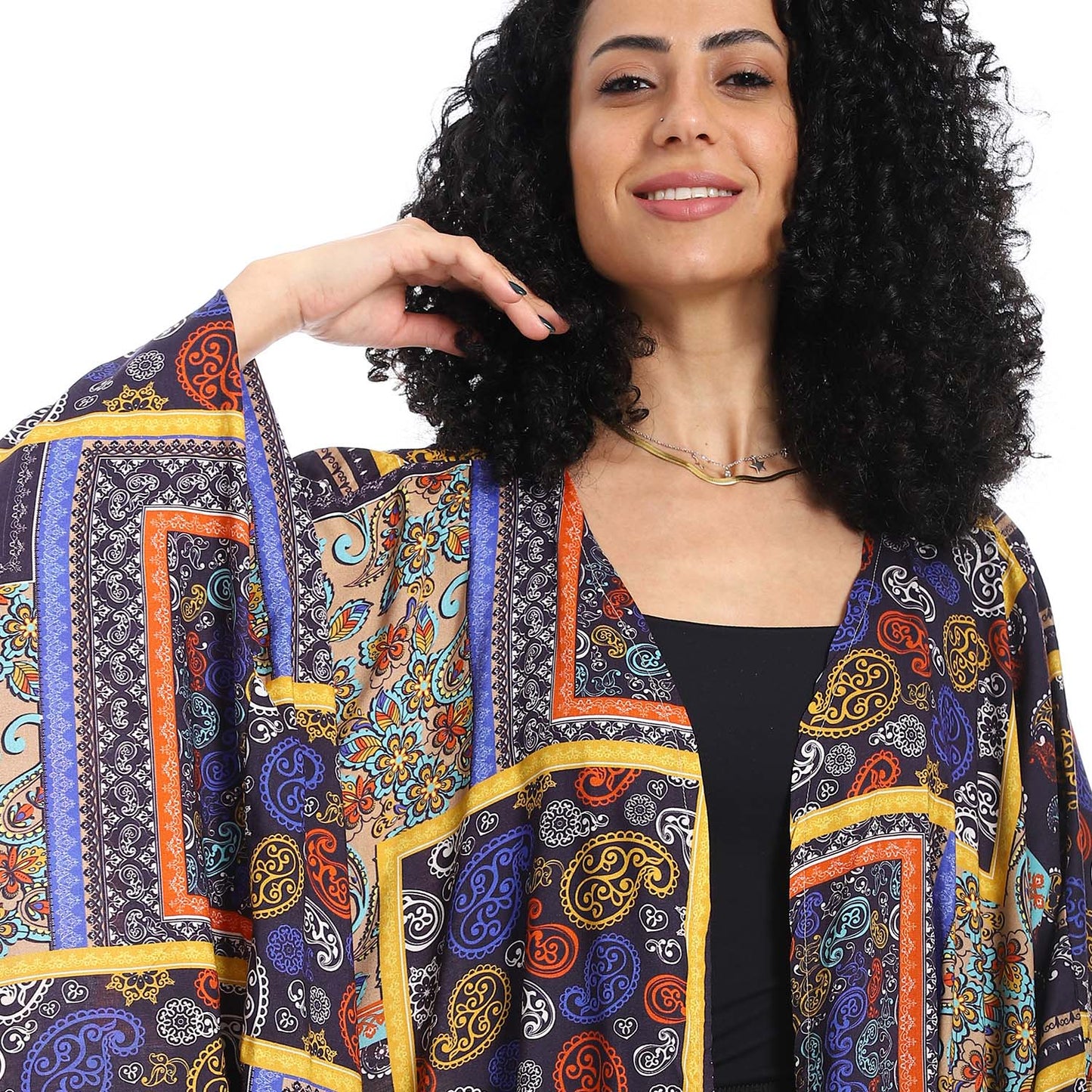 Patterned Long Kimono - كيمونو طويل منقوش