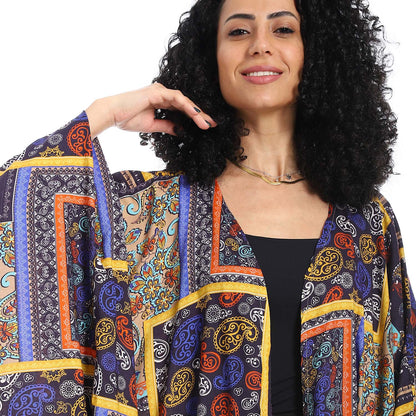 Patterned Long Kimono - كيمونو طويل منقوش