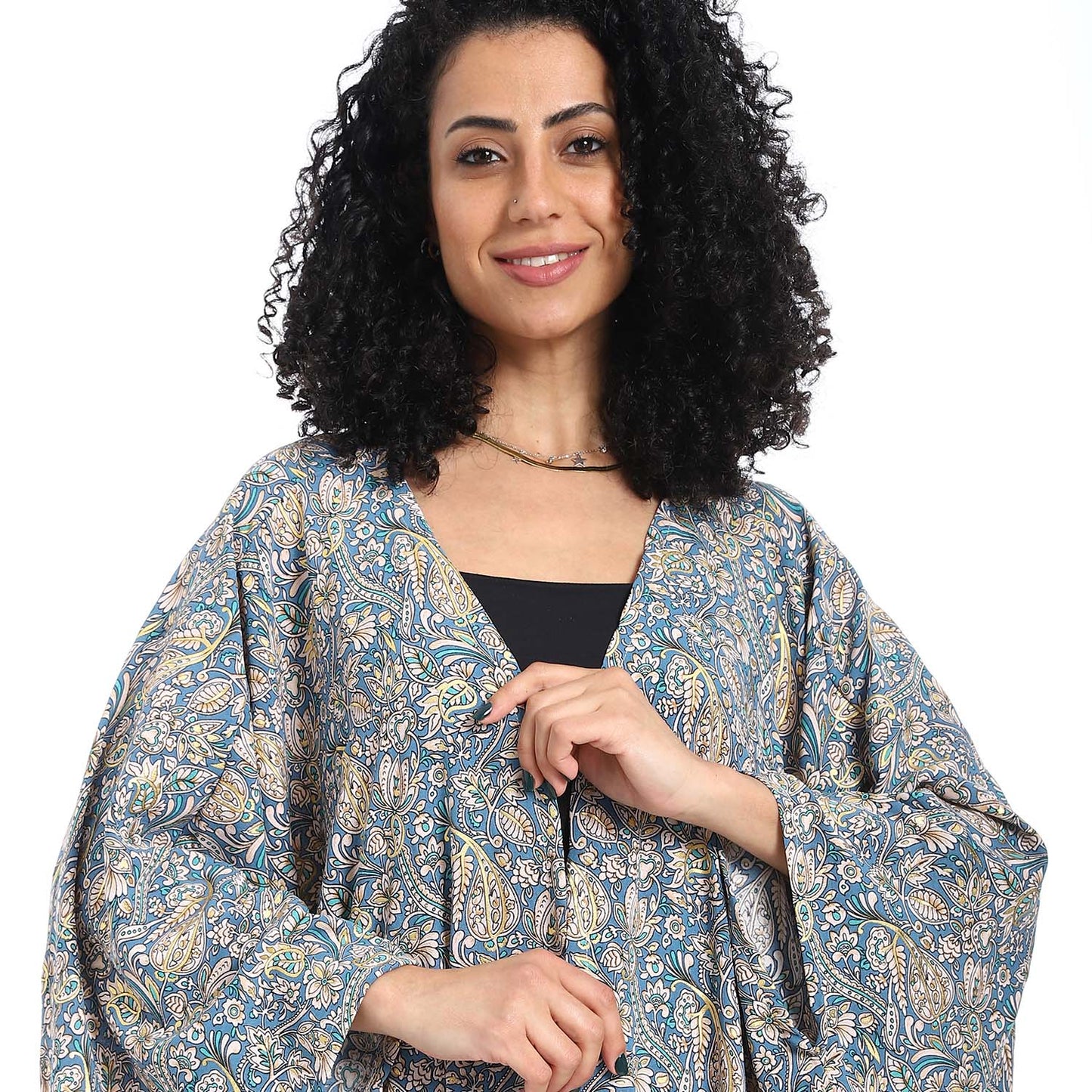 Patterned Long Kimono - كيمونو طويل منقوش