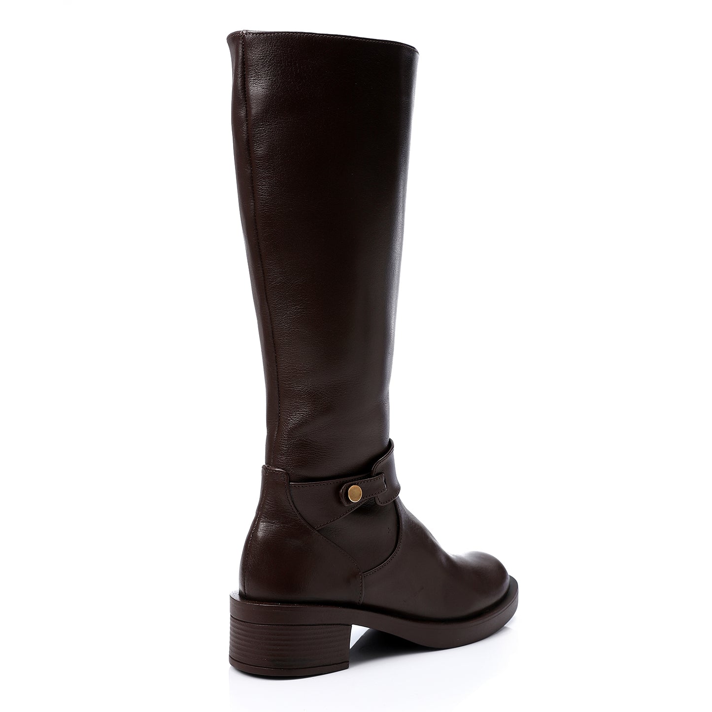 Brown Round Toecap Knee High Boots