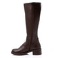 Brown Round Toecap Knee High Boots