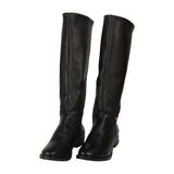 Black Half Zipper Knee High Boots