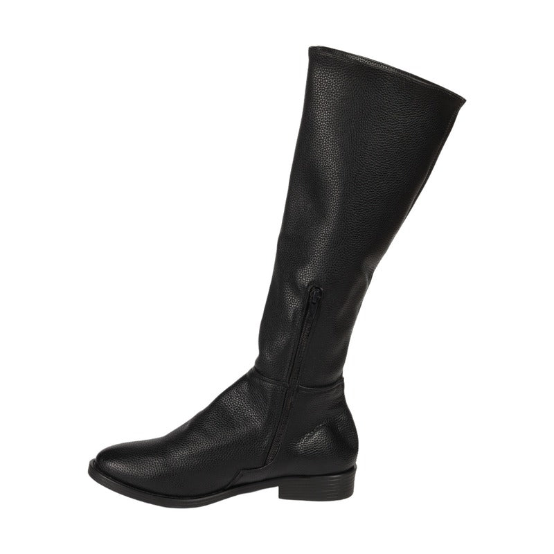 Black Half Zipper Knee High Boots