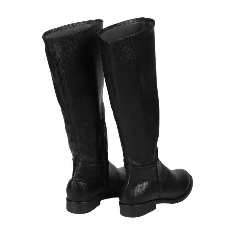 Black Half Zipper Knee High Boots