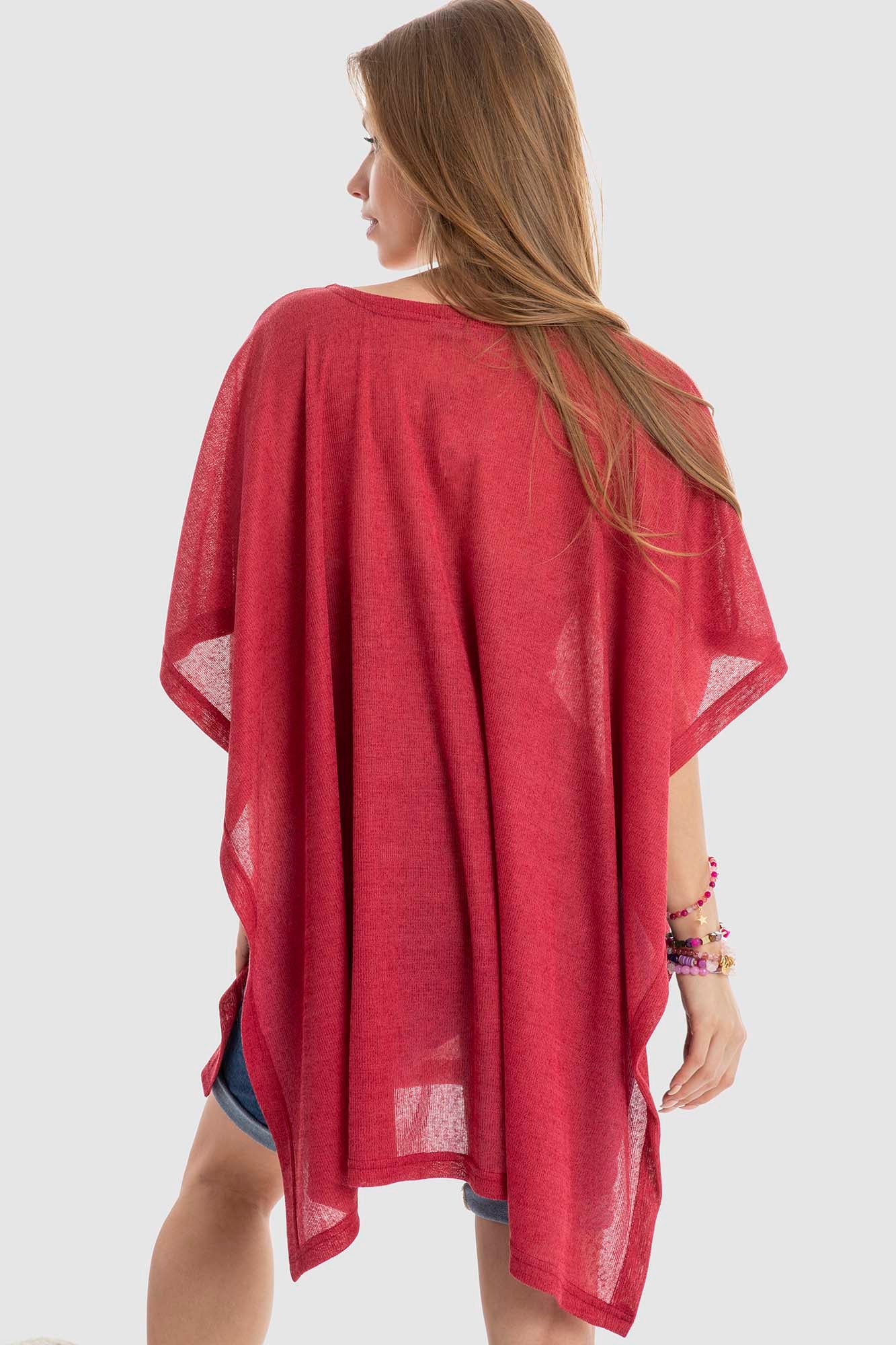 Plain Open Side Loose Blouse - بلوزة سادة واسعة مفتوحة من الجوانب