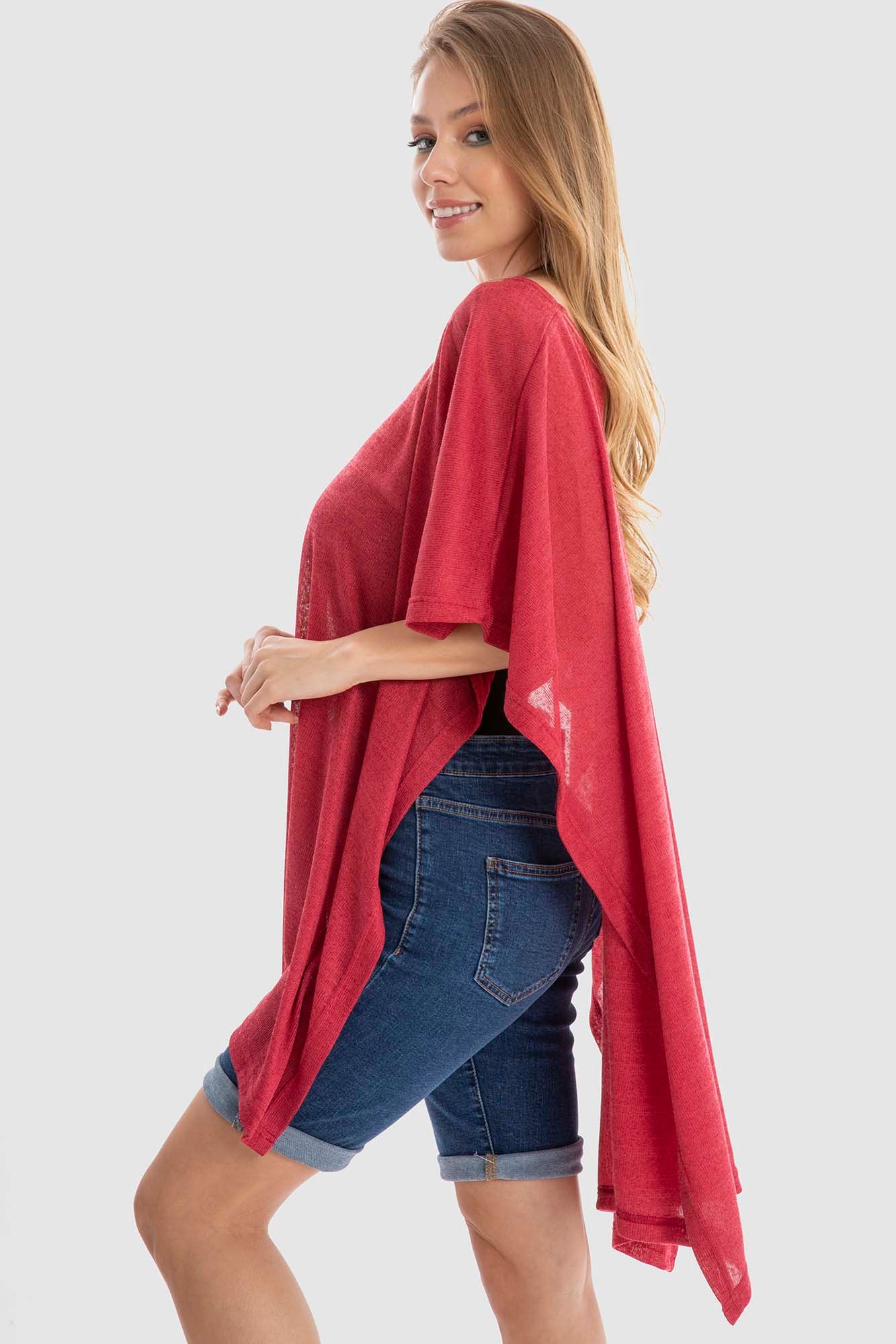 Plain Open Side Loose Blouse - بلوزة سادة واسعة مفتوحة من الجوانب