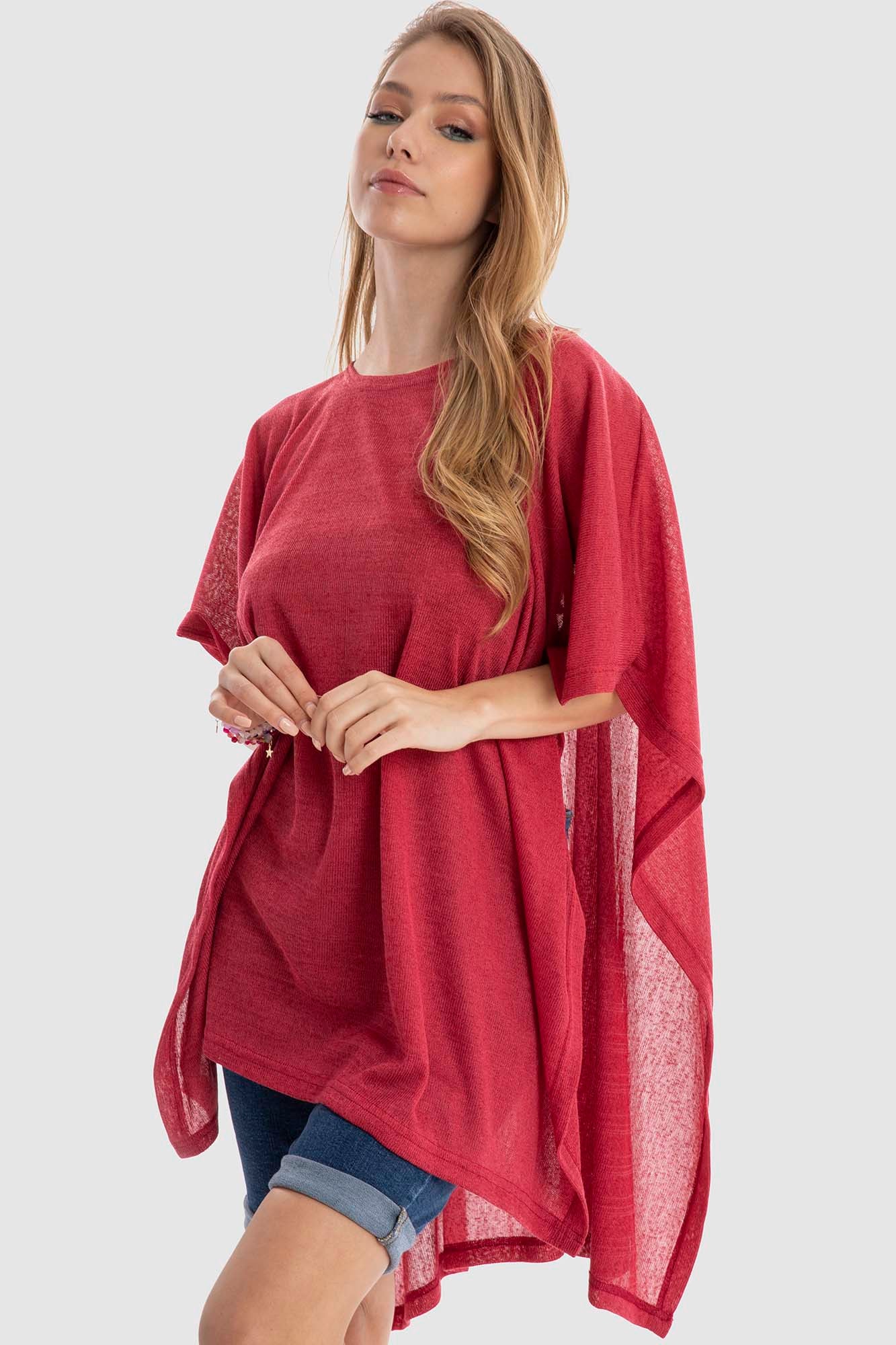 Plain Open Side Loose Blouse - بلوزة سادة واسعة مفتوحة من الجوانب