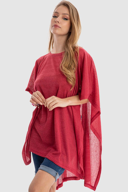Plain Open Side Loose Blouse - بلوزة سادة واسعة مفتوحة من الجوانب
