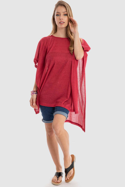 Plain Open Side Loose Blouse - بلوزة سادة واسعة مفتوحة من الجوانب