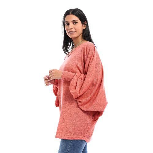 Batwing Sleeve Loose Blouse - بلوزة فضفاضة بأكمام واسعة