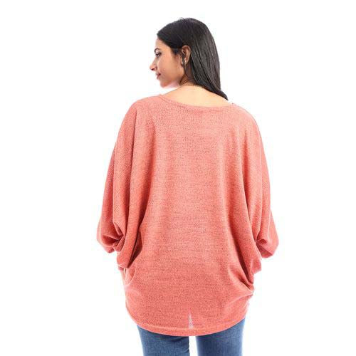 Batwing Sleeve Loose Blouse - بلوزة فضفاضة بأكمام واسعة