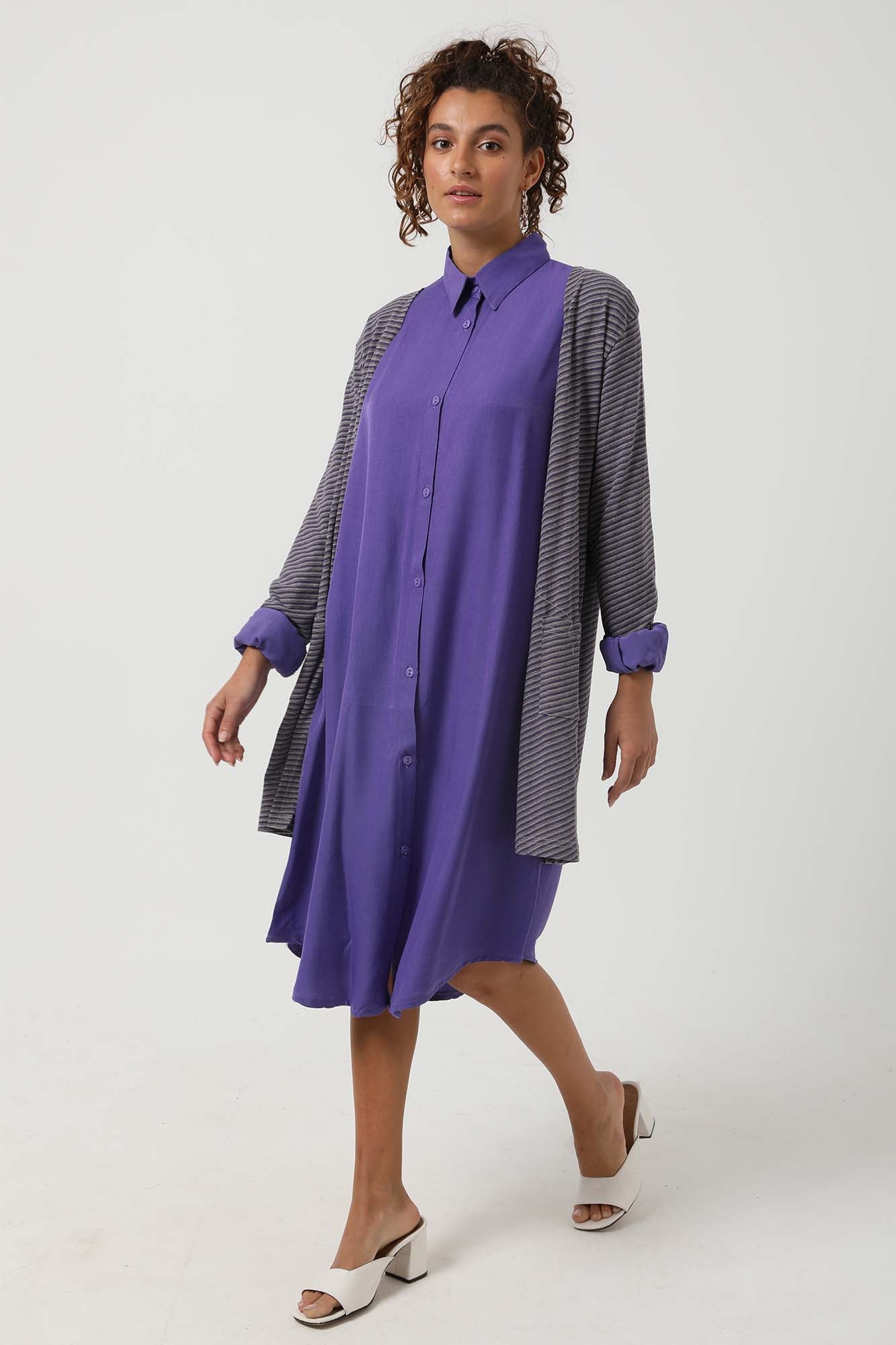 Open Front Striped Cardigan - كارديجان مفتوح مخطط