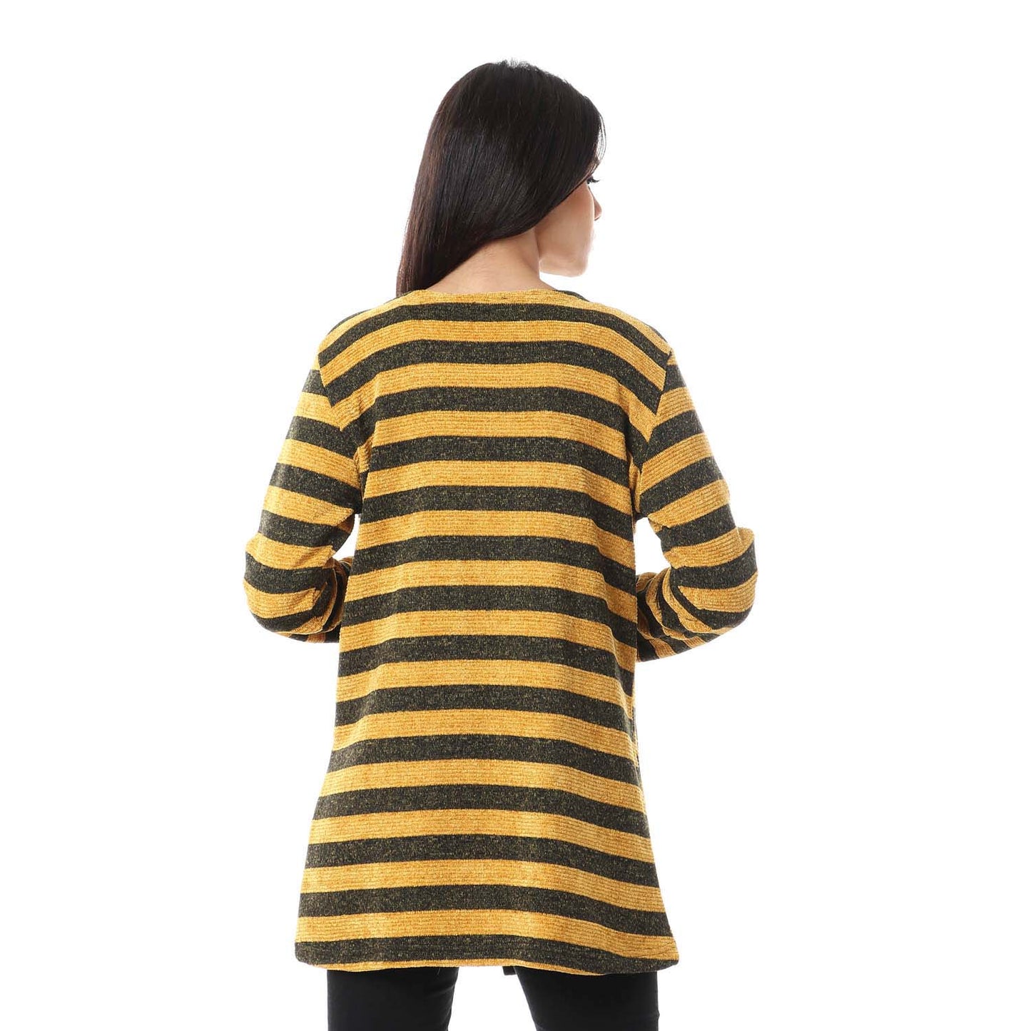 Striped Front Pockets Cardigan - كارديجان مخطط بجيوب أمامية