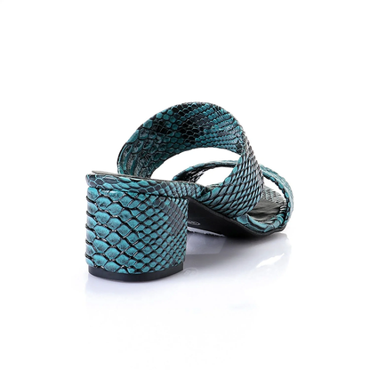 Snake Print Heeled Slipper