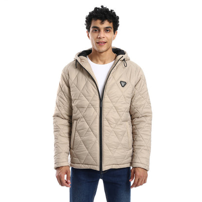 Beige Waterproof Hooded Jacket