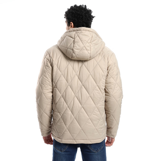 Beige Waterproof Hooded Jacket