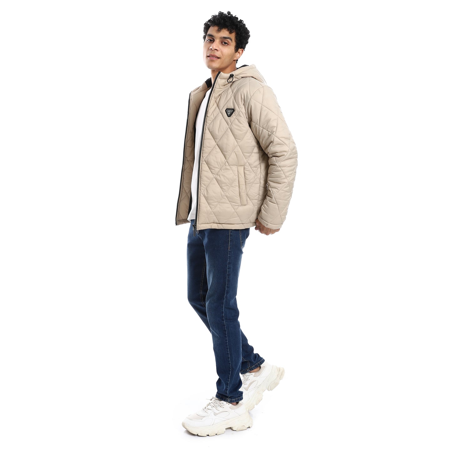 Beige Waterproof Hooded Jacket