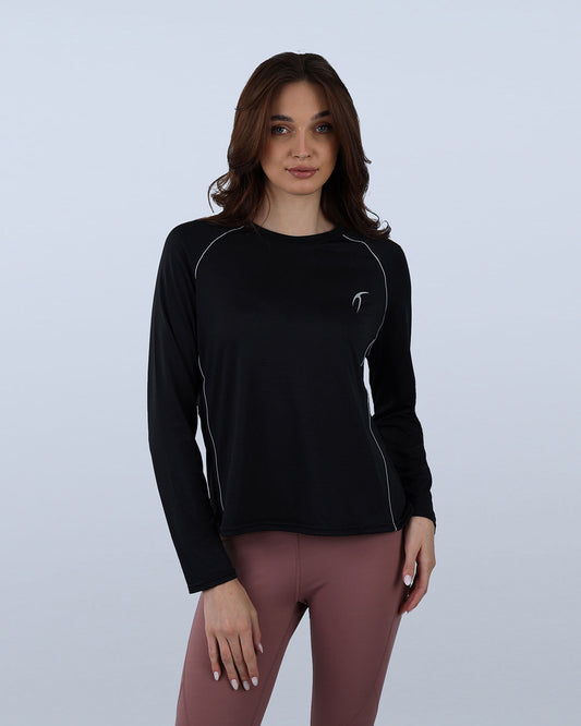 Black Slim Long Sleeve Sports Top