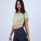 Light Green Twisted Short Sleeves Crop Top