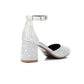 Silver Rhinestones Satin Soiree Shoes