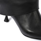 Black Genuine Leather Mid-heel Ankle Boots