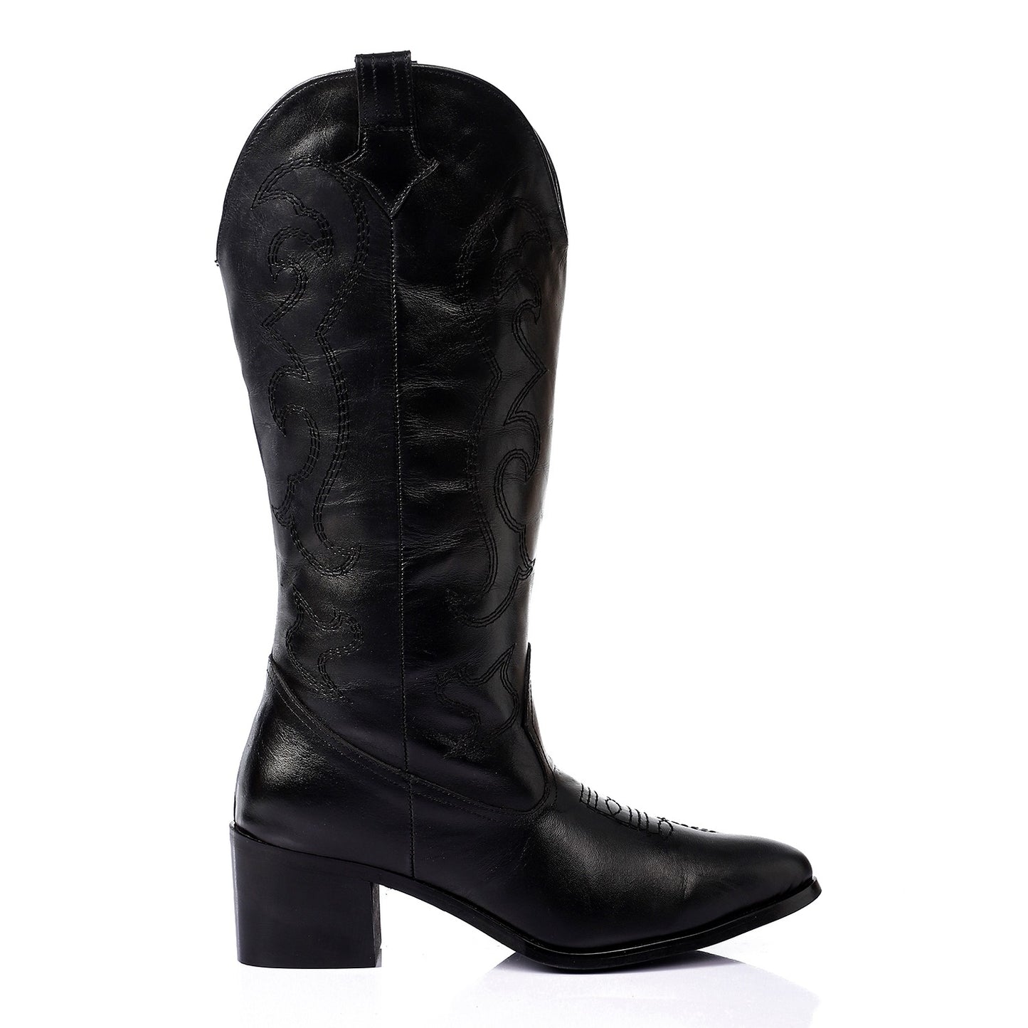 Black Mid-Calf Cowboy Boots