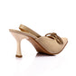 Dark Beige Pointed Pumps with Upper Ribbon