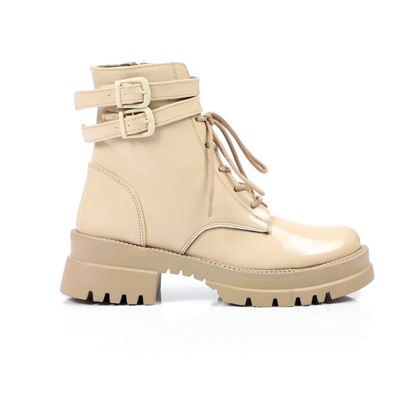 Beige Double Closure Plain Verneh Boots