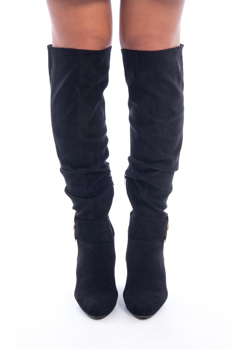 Black Suede Thigh High Boots