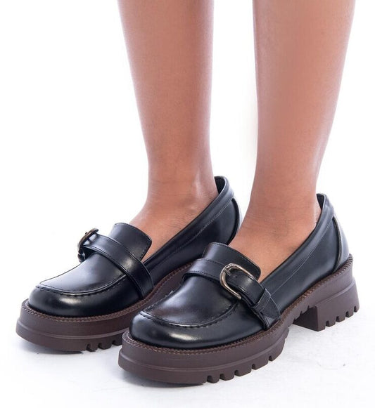 Black*Brown Chunky Loafer Shoes