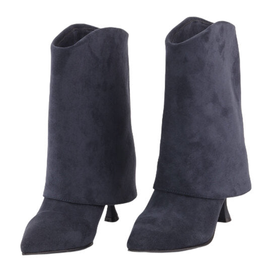 Navy Suede Half Boots