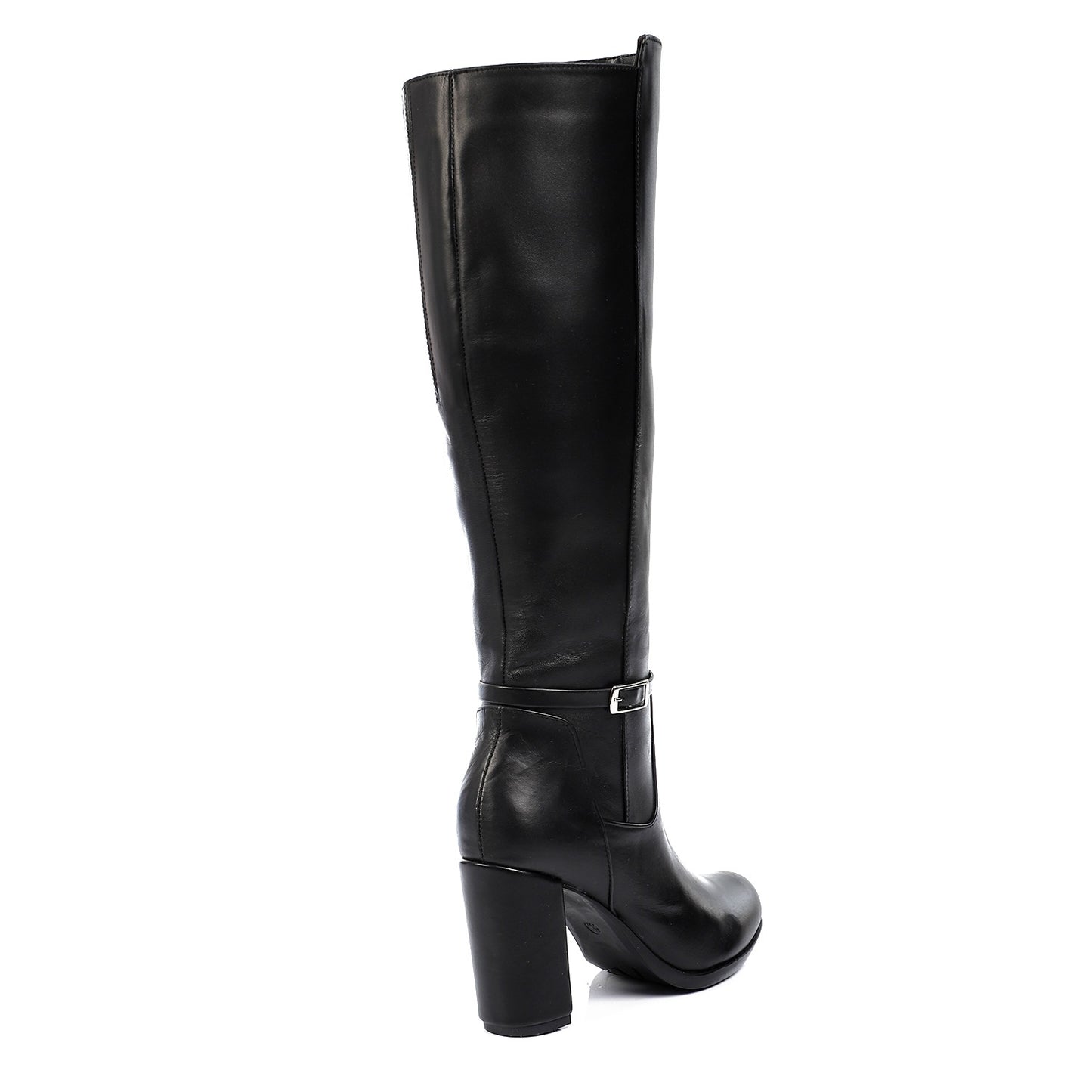 Black Side Zipper Heeled Knee High Boots