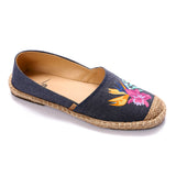 Navy Floral Pattern Round Toecap Espadrille