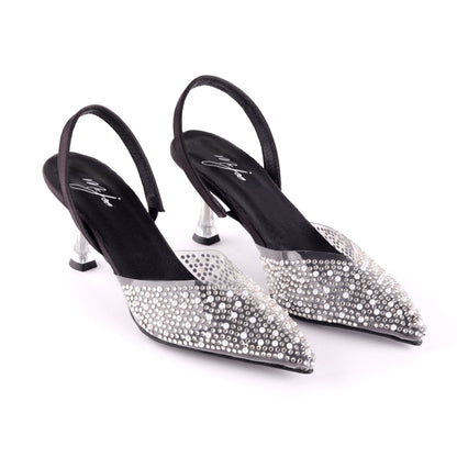 Black Soiree Rhinestones High Heel Shoes