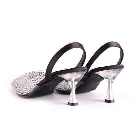 Black Soiree Rhinestones High Heel Shoes