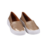 Gold Leather Slip on Shoes