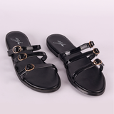 Black Upper Buckle Verneh Flat Slipper