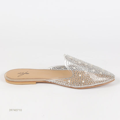 Studded Transparent Flat Mules