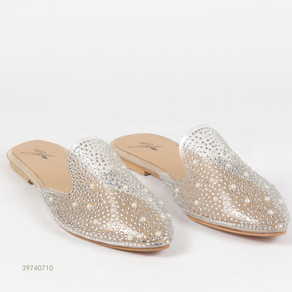 Studded Transparent Flat Mules