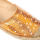 Orange Rhinestones Slip on Flat Shoes