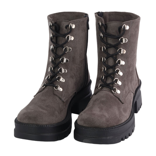 Mr.Joe Suede Half Boot with Front Lace-up