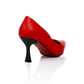 Red Leather Pointed Mid Heel Pumps