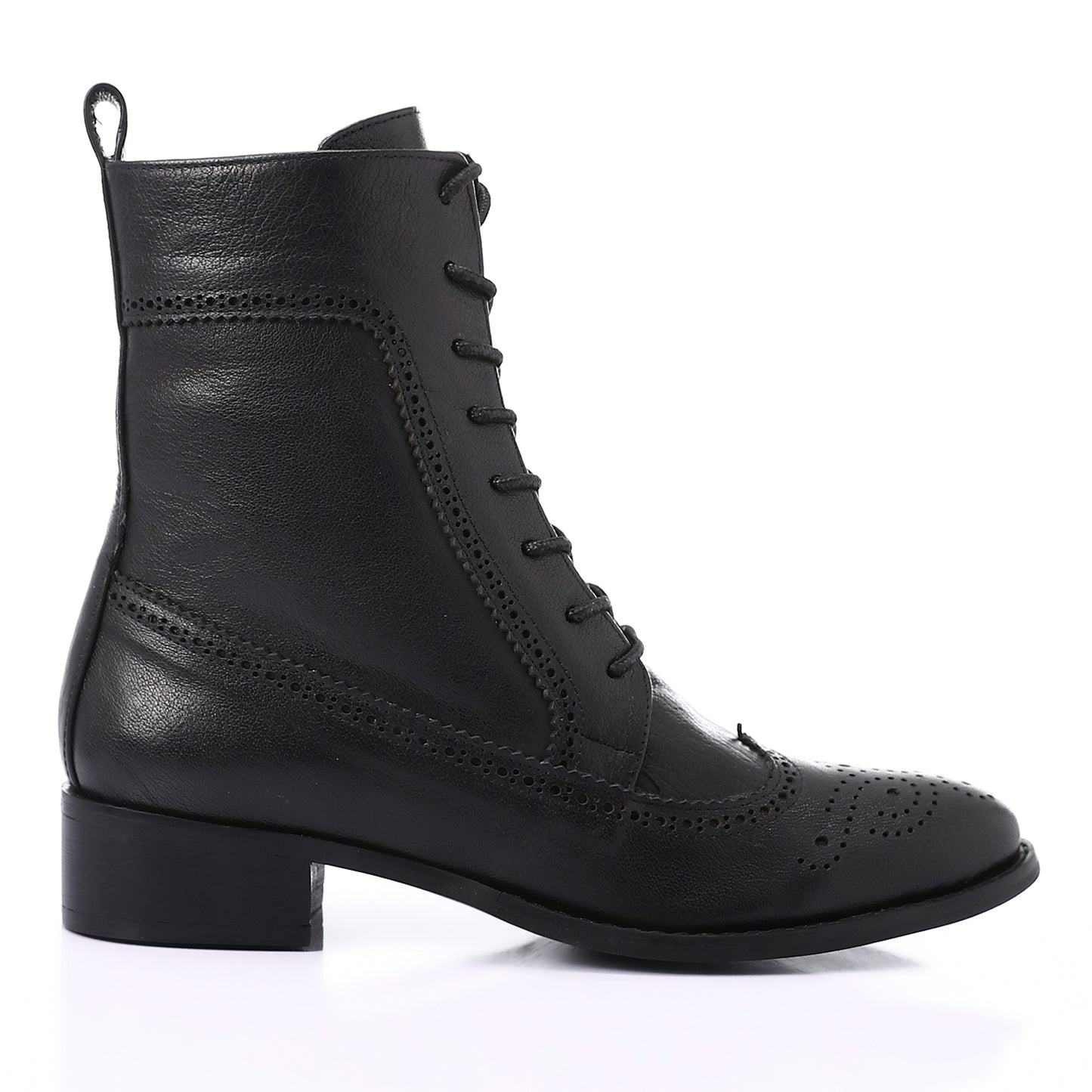 Black Perforated Pattern Half Boots