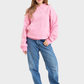 So-Off Feature Line, Pink Oversized Plain Hoodie