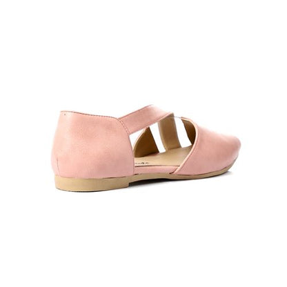 حذاء مسطح جلدي مفتوح الجانبين