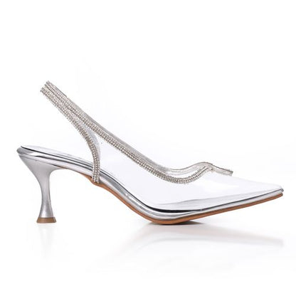 Silver Transparent Heeled Shoes