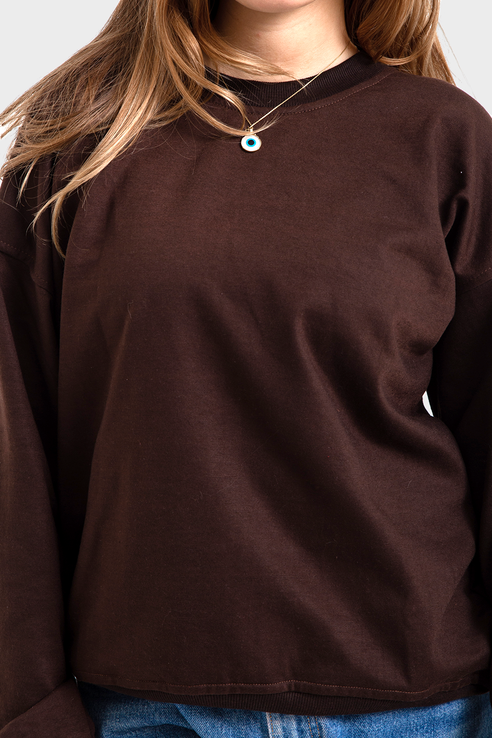 So-Off Brown Oversized Crew Neck Sweatshirt